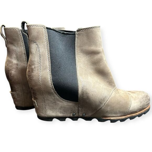 SOREL Women’s Gray Lea Hidden Wedge Chelsea Ankle Boots Size 10.5 - Picture 2 of 9